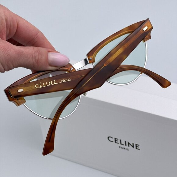Celine CL40059U 18N BRAND NEW Sunglasses Rhodium Havana Green Women Cat Eye main image 7